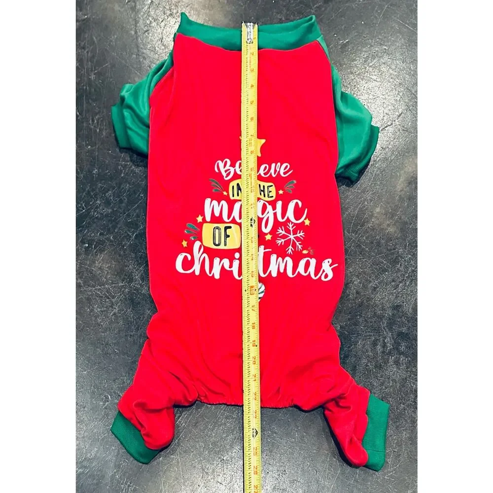 Dog Christmas Pajamas for Med-Large Dog Outfit Clothes, Stretchy Pet Jumpsuit 3X